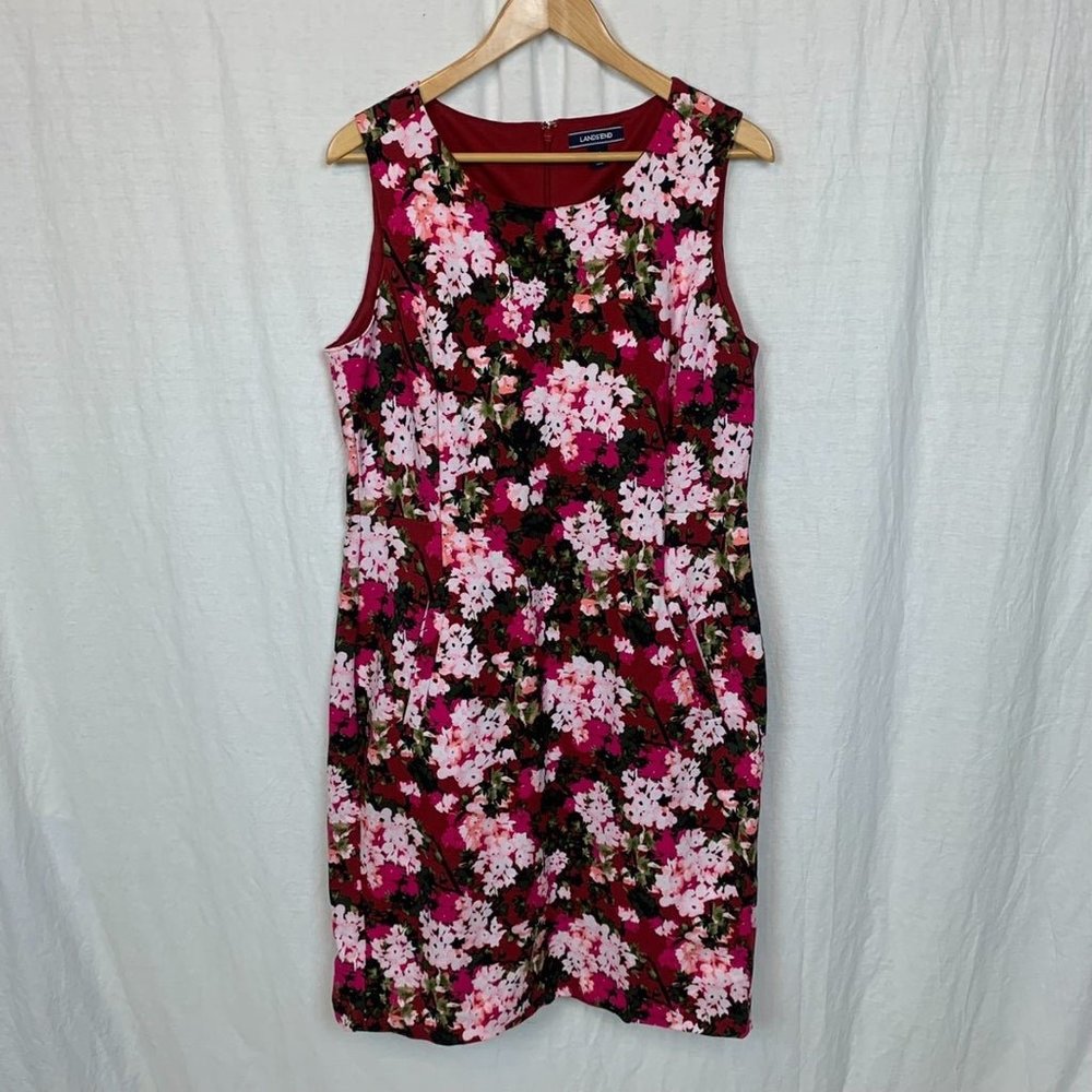 Lands' End Women's Floral Print Sleeveless Shift Dress